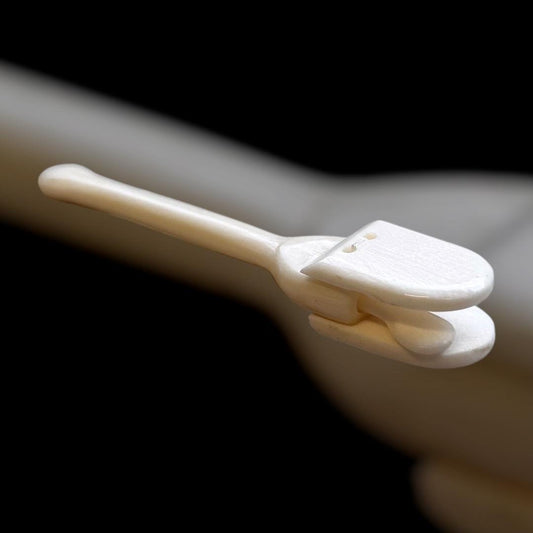 Roman children's rattle made of bone after a find from Herculaneum, polished bone, 1st century, approx. 9 cm