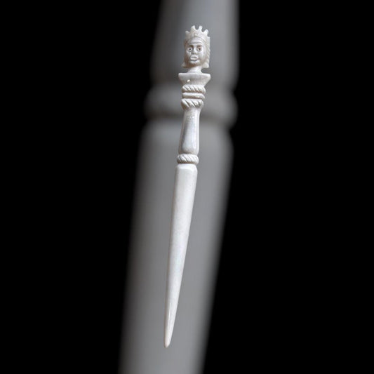Roman hairpin with female bust, 1st-2nd century, after a find from Carnuntum, polished bone, 13 cm