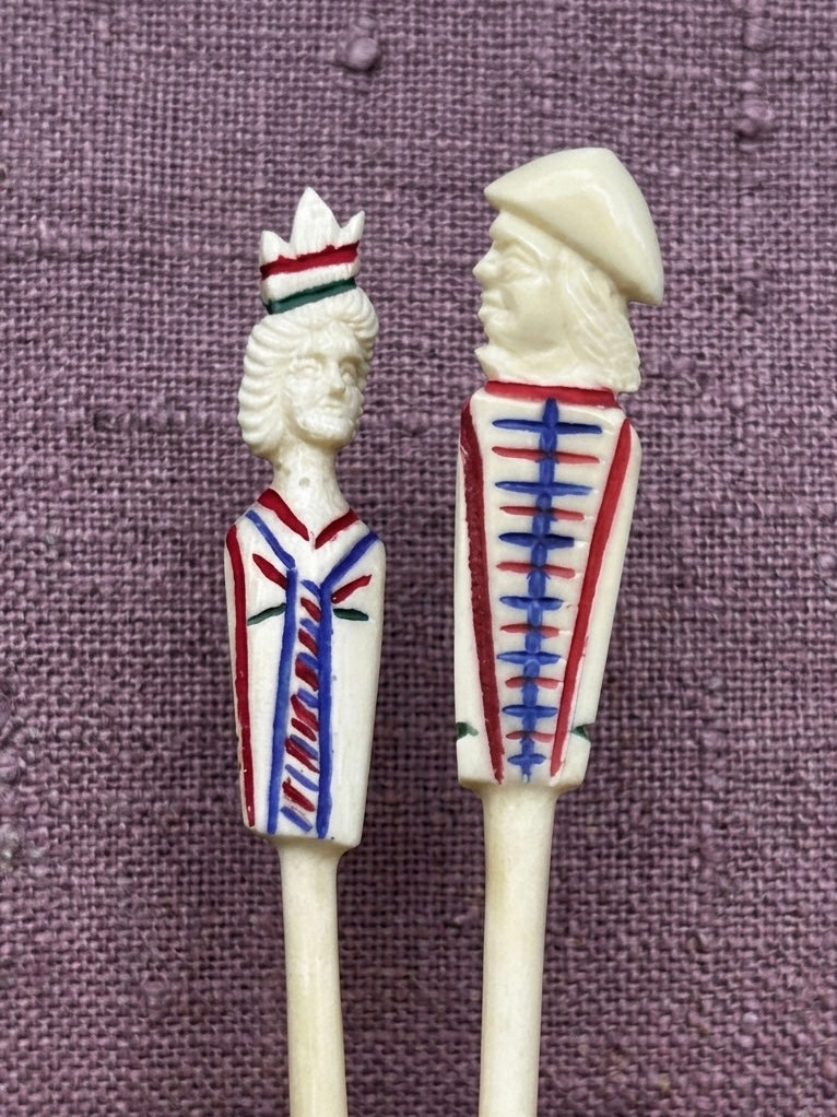 Napoleonische Haarnadeln um 1815 - Damen- und Herrenporträt, Regency, polierter Knochen