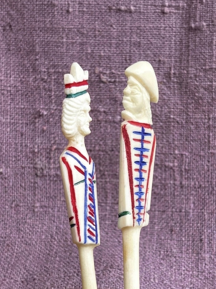 Napoleonische Haarnadeln um 1815 - Damen- und Herrenporträt, Regency, polierter Knochen