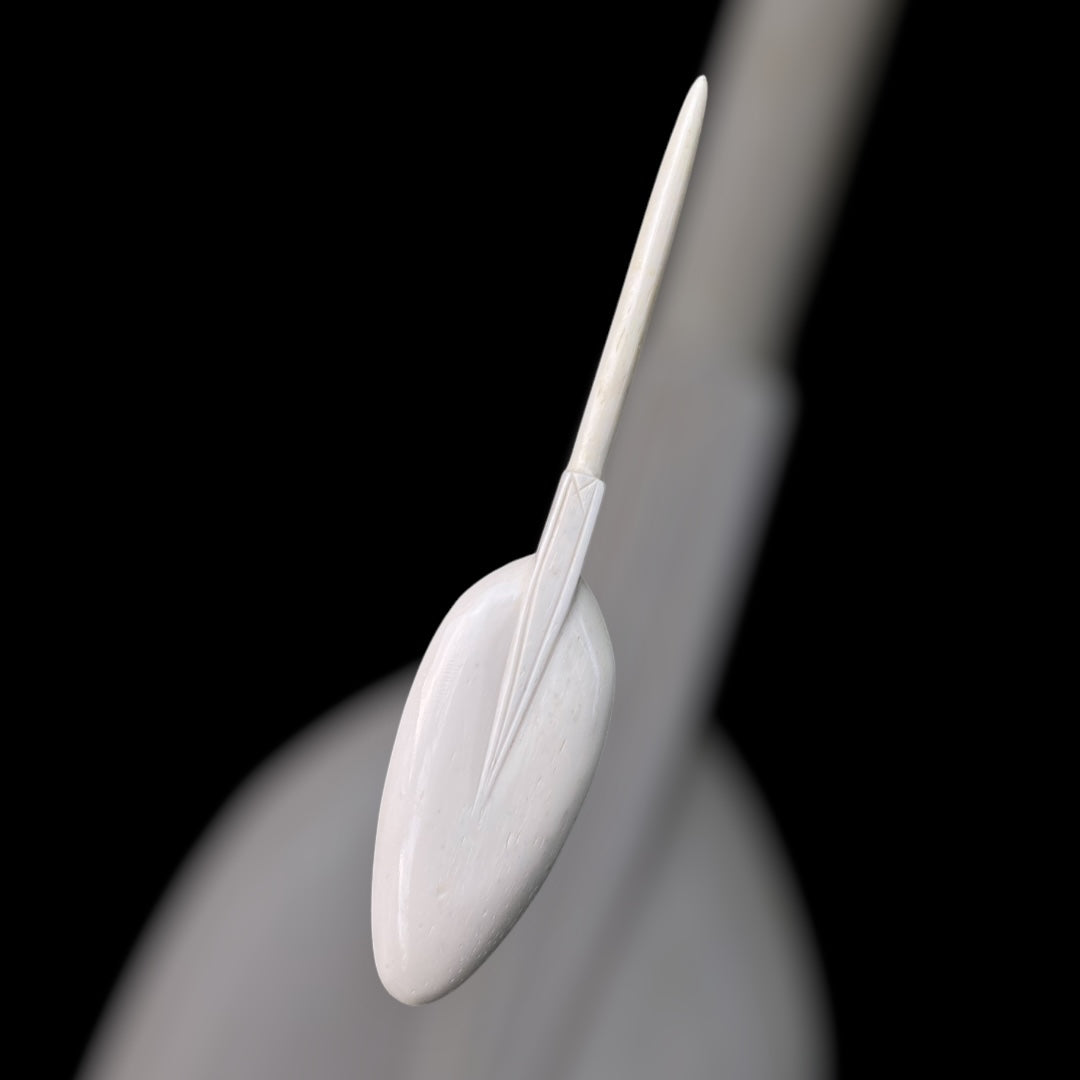 Römischer Knochenlöffel mit Spießgriff - Essbesteck (1.-2. Jahrhundert, Apulum, ca. 15cm)