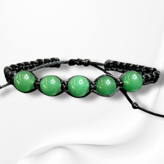 Verstellbares Armband aus Nylon mit hochwertigen Edelsteinen und Glasperlen