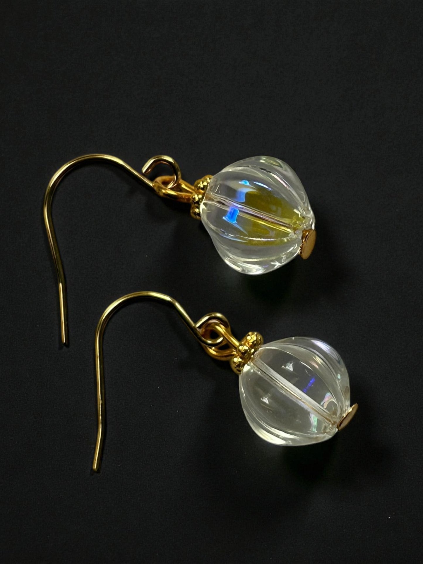 Römische Melonenperlen-Ohrringe - Glas, vergoldet, inspiriert von Eisenzeit & Antike