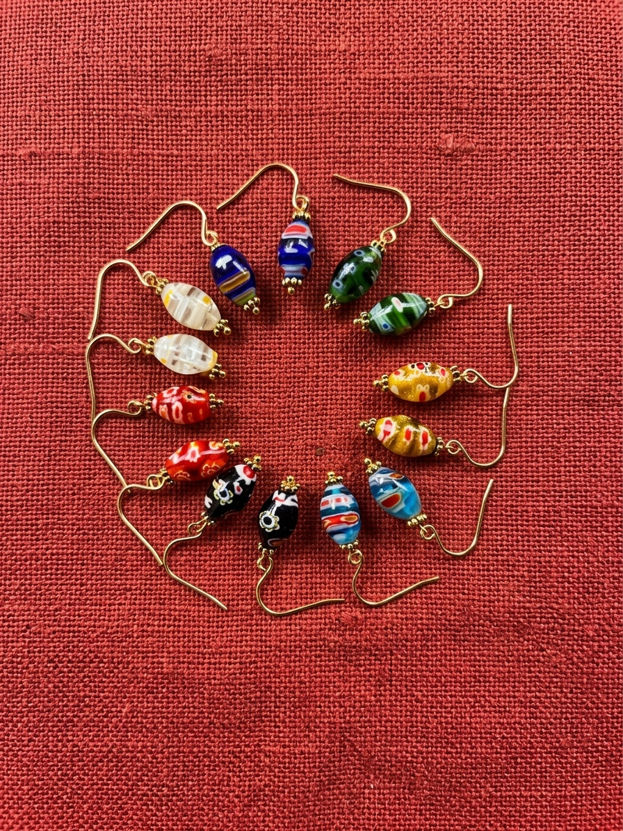 Glass earrings "Multiperiod" - handmade millefiori beads