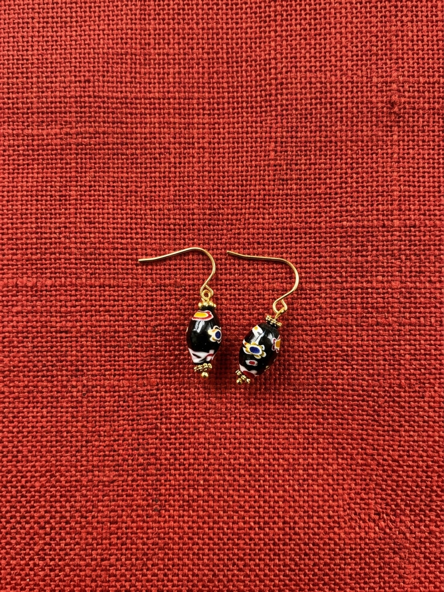 Glass earrings "Multiperiod" - handmade millefiori beads