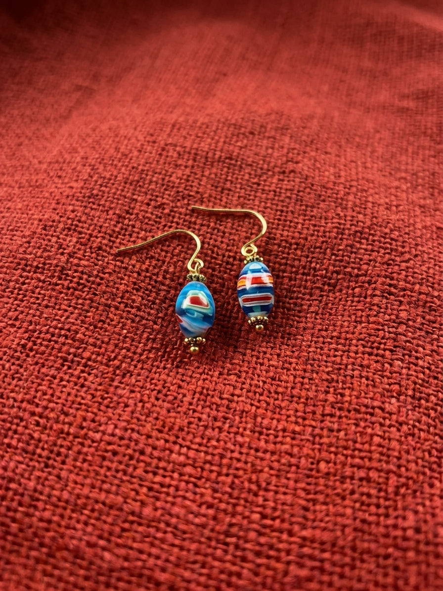 Glass earrings "Multiperiod" - handmade millefiori beads